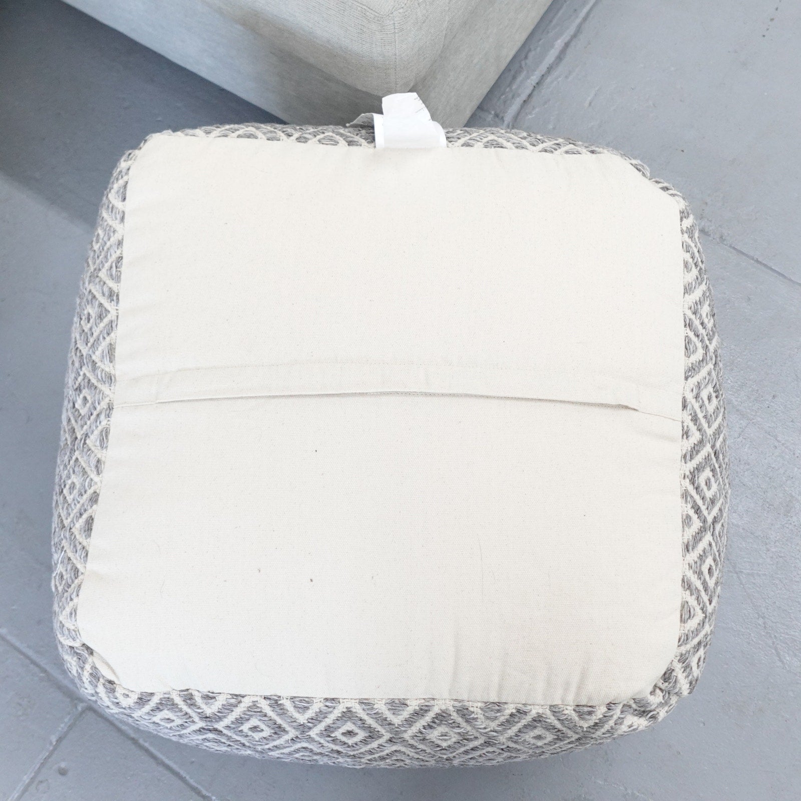 Anji Mountain Cherokee Slate Ottoman Pouf Woven 20" sq. x 16" Diamond Gray NEW