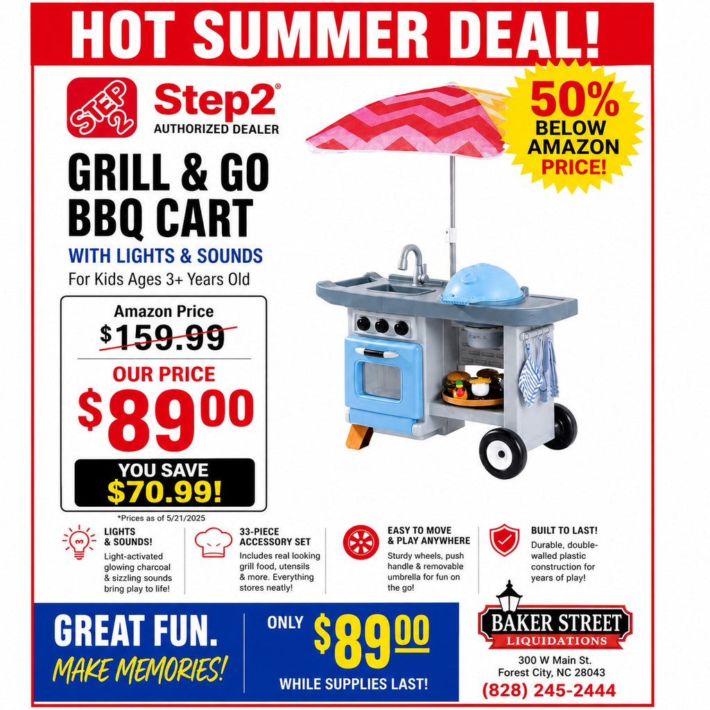 Step2 Grill & Go BBQ Cart with Lights and Sounds New in Box