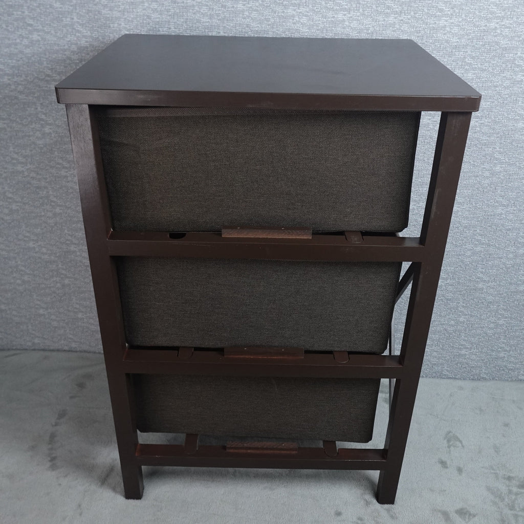 mDesign 3 Drawer Fabric Dresser Storage Unit Wood Top Brown Organizer Cabinet New