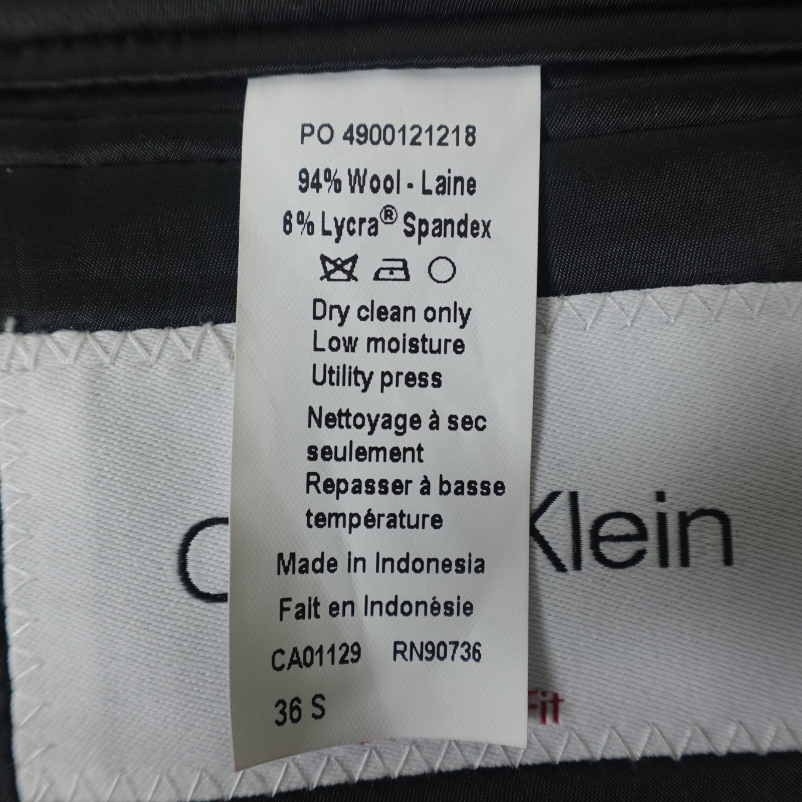 Calvin Klein Slim Fit Stretch Black Suit Jacket - 36 Short