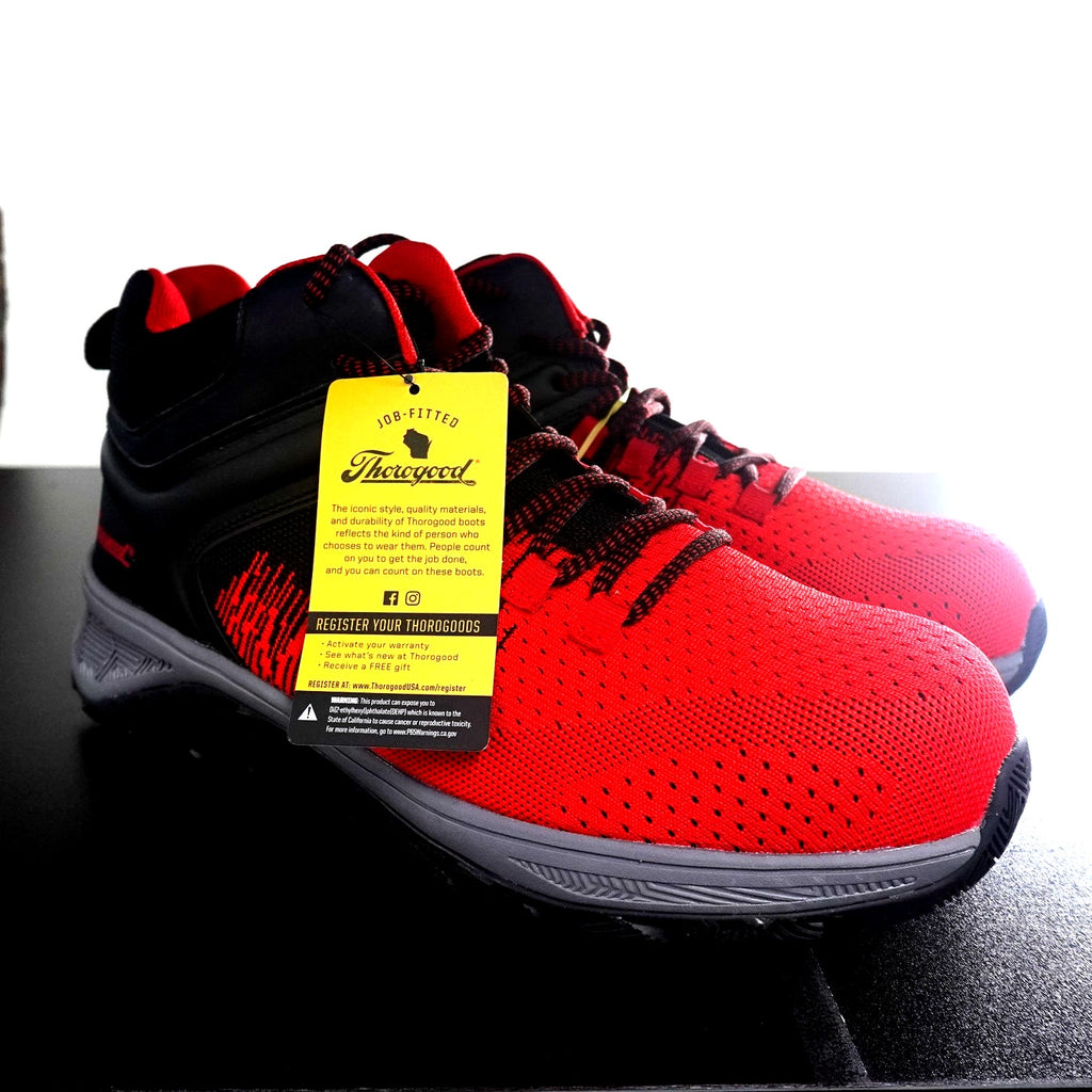 (No Box!)Thorogood AST Low Composite Toe Safety Work Sneaker Men's 11.5W Red/Black 809-5200