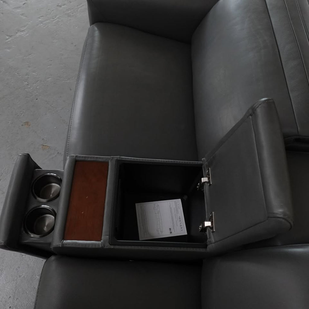 Karson Leather Power Reclining Sectional with Power Headrests