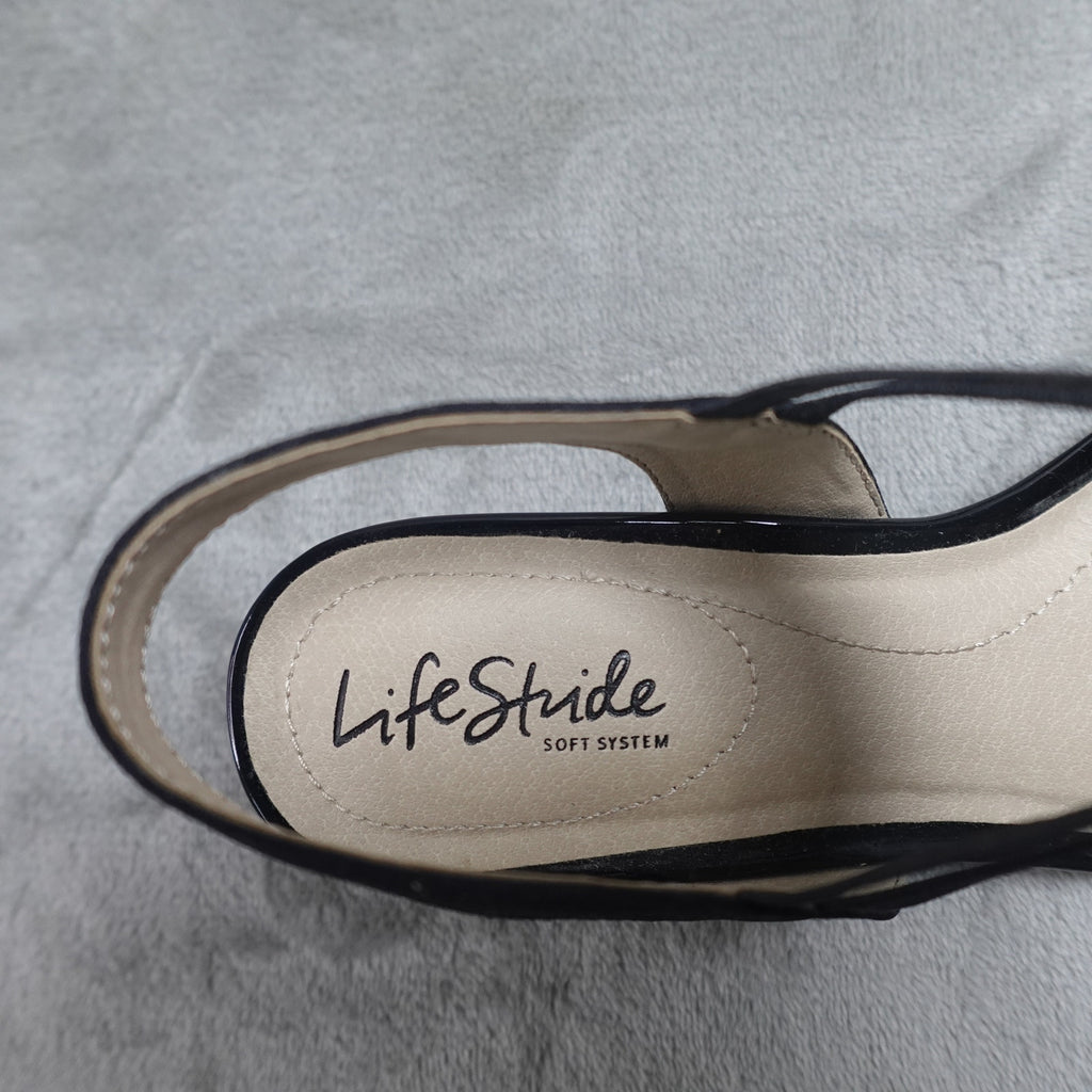 LifeStride Yolo Sandal Women's Size 7M Black Micron Fabric F4561F1001