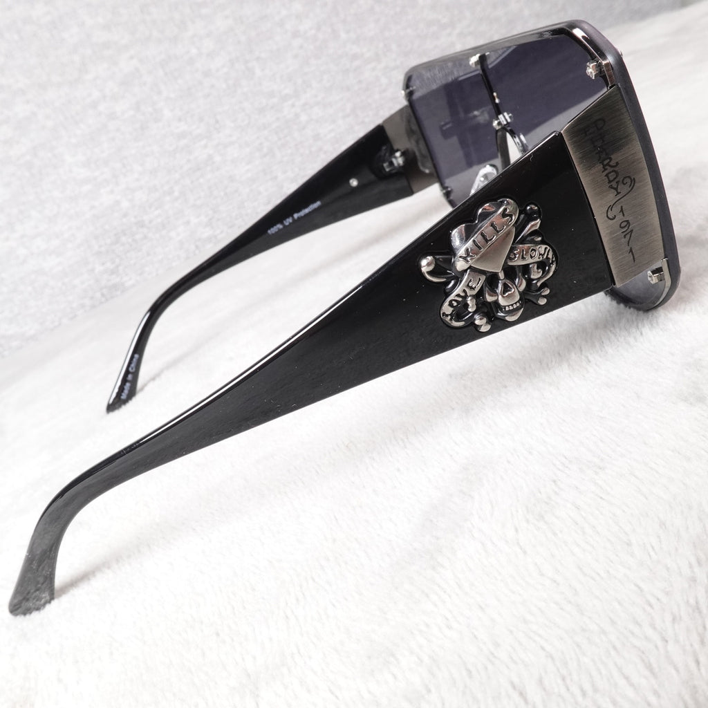 Ed Hardy Fatal Attraction Shield Sunglasses Skull Crossbones Y2K UV400 NEW