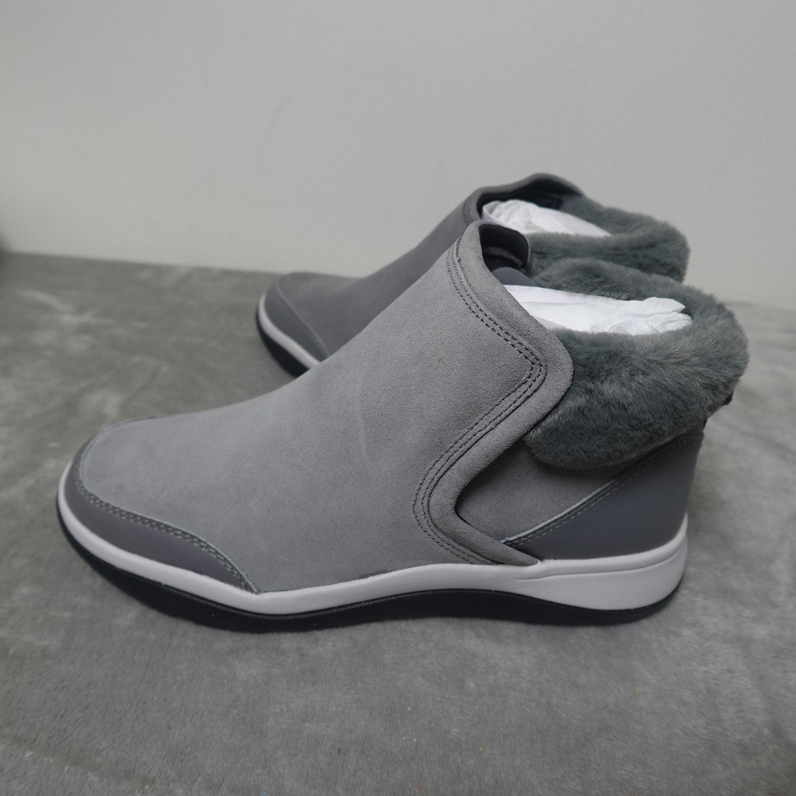 Vionic Norwood Faux Fur Ankle Boots Charcoal Women’s 7 M New w/ Box