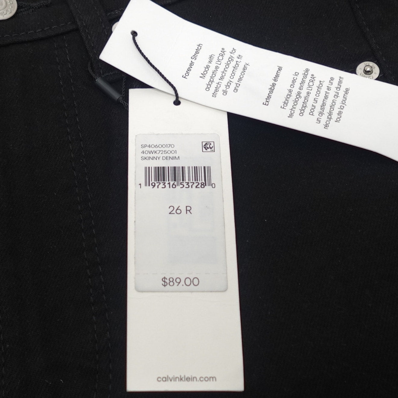Calvin Klein Jeans Women's Original High Rise Skinny Black Denim- W26