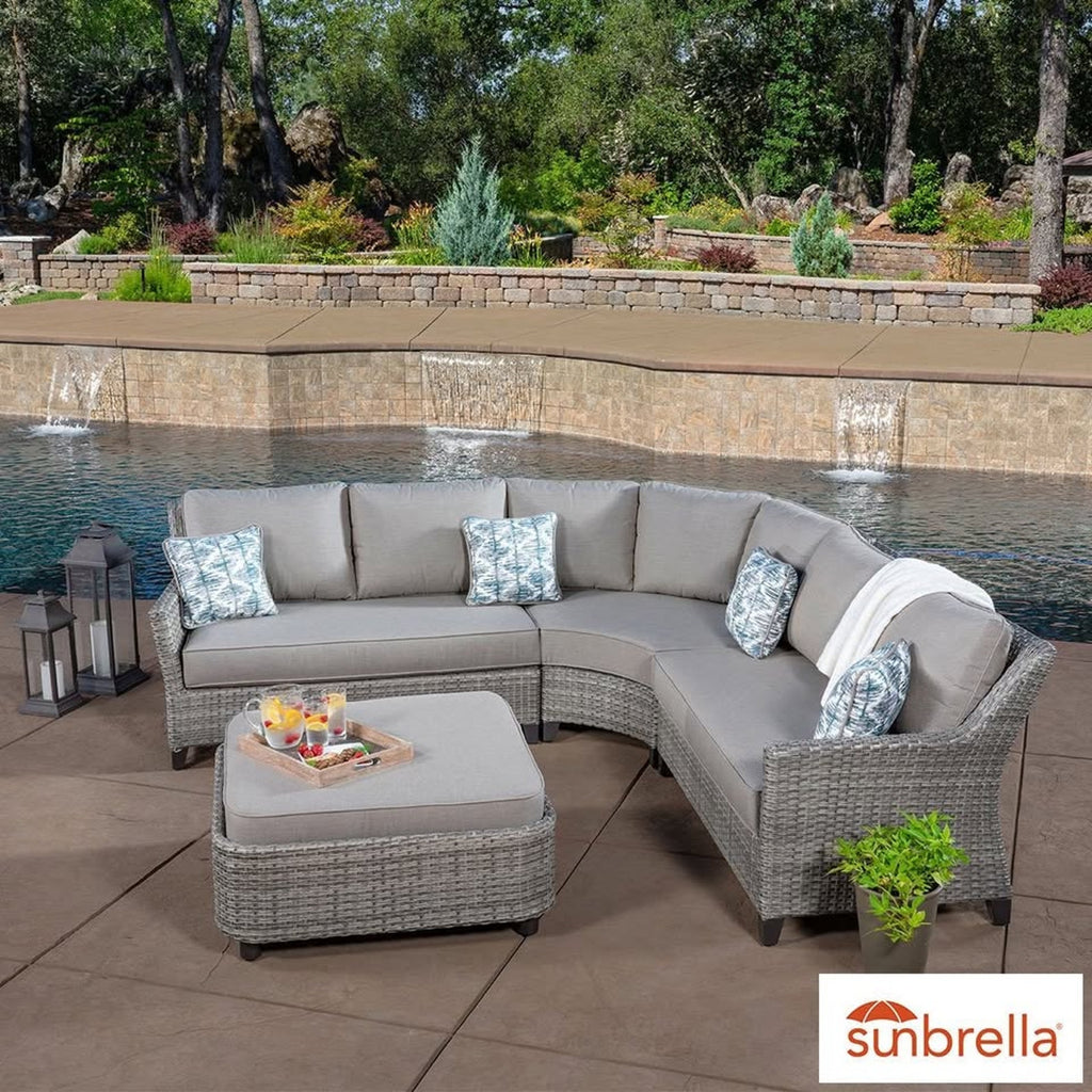 Coasta 4 Piece Grey Woven Sectional Outdoor Seating Set