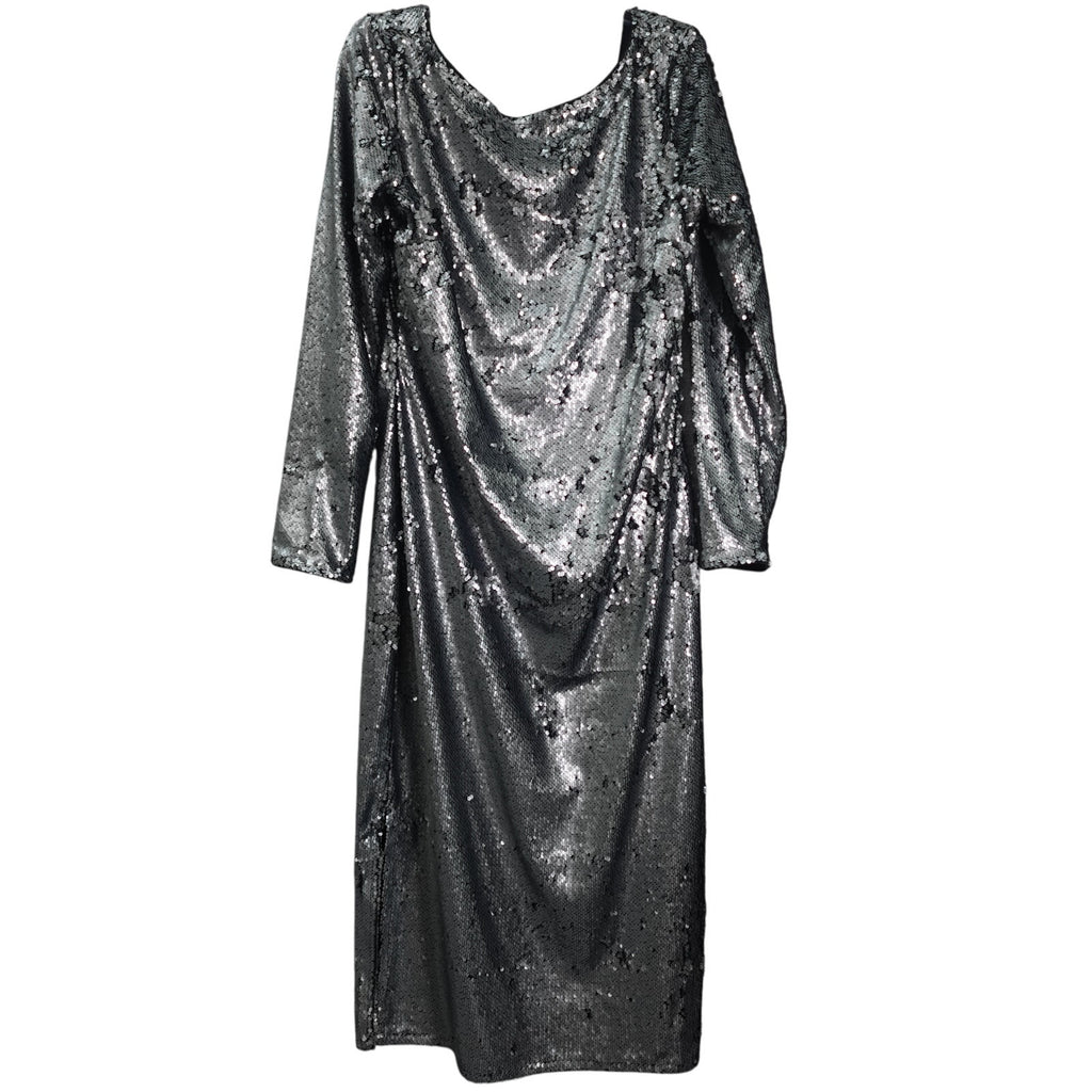 Calvin Klein Sequin Midi Dress Silver- XL