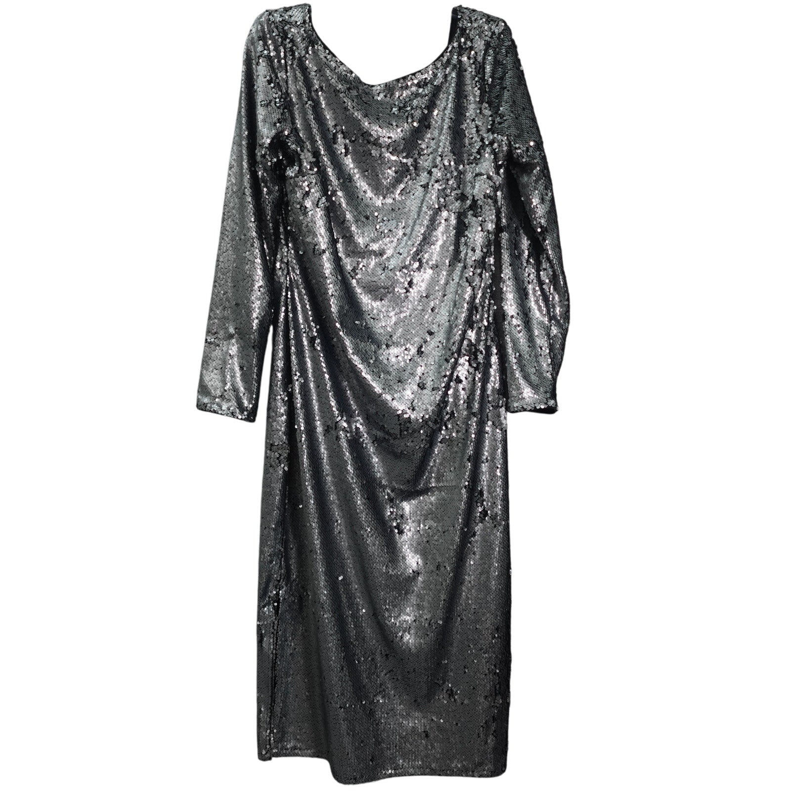 Calvin Klein Sequin Midi Dress Silver- XL