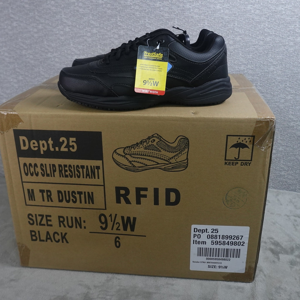 Lot of 6 Tredsafe Dustin Men's Slip Resistant Work Shoes Black Size 9.5W New