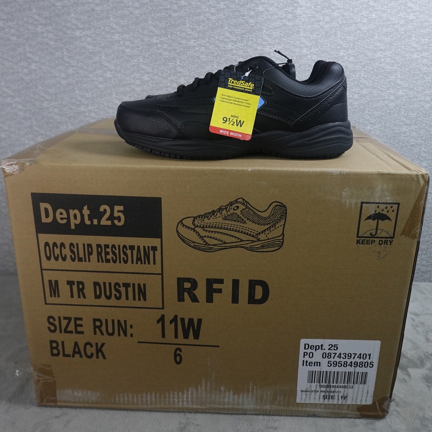 Lot of 6 Tredsafe Dustin Men's Slip Resistant Work Shoes Black Size 11W New