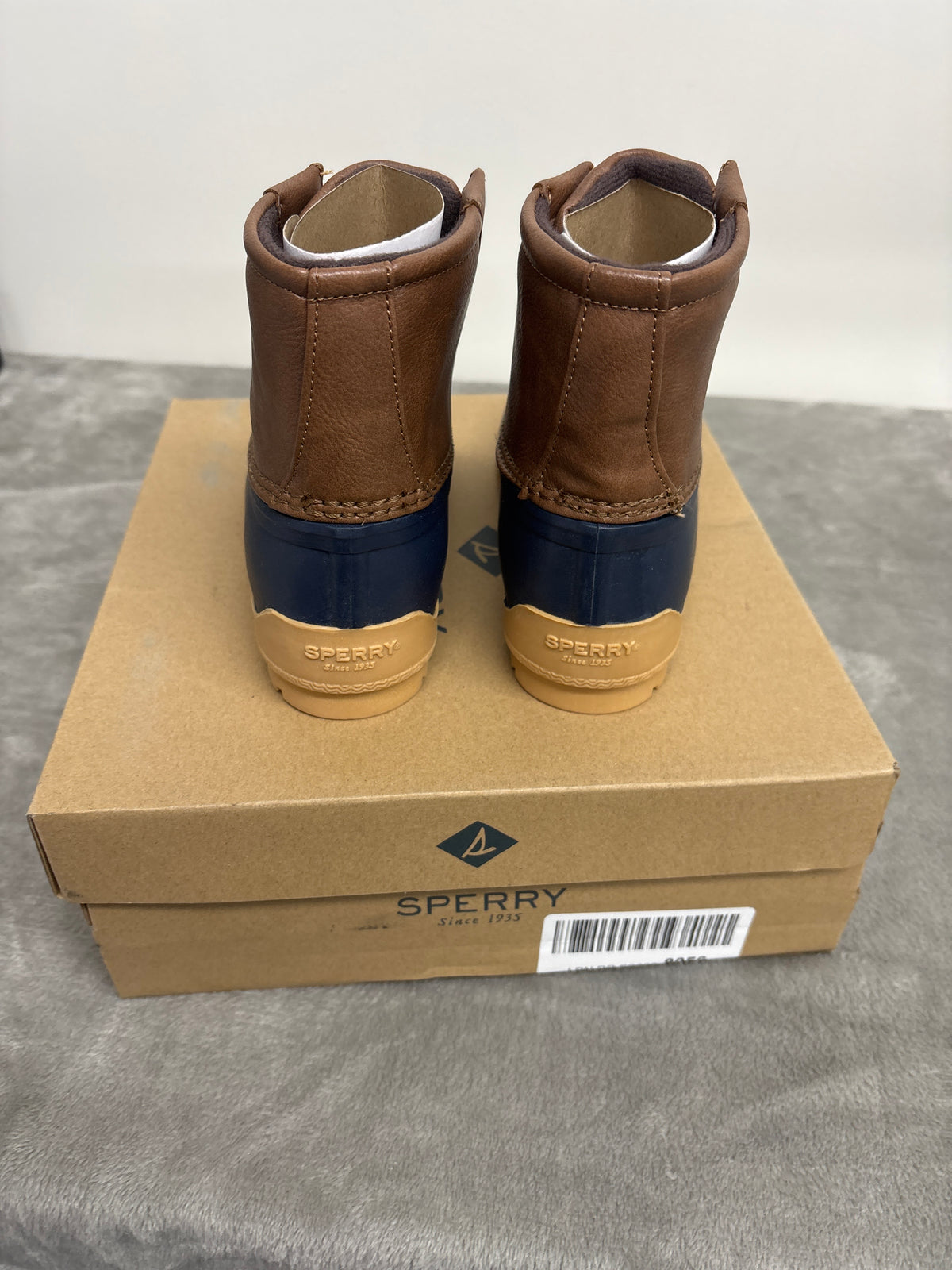 Sperry Port Duck Boots Boys Size 13M Tan Navy SCK263661