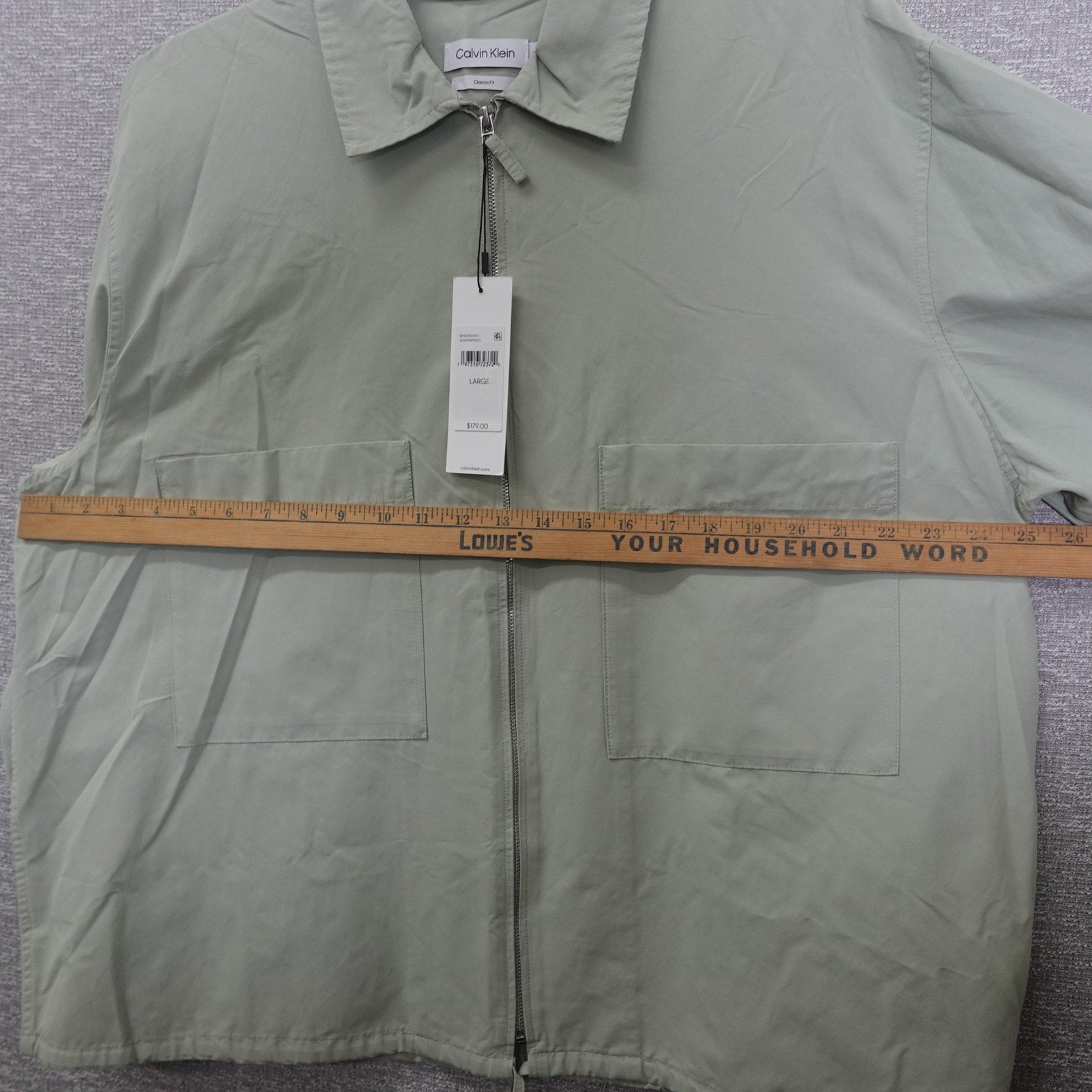 Calvin Klein Classic Fit Womens Tech Cotton/Nylon Blend Full Zip Jacket - Large