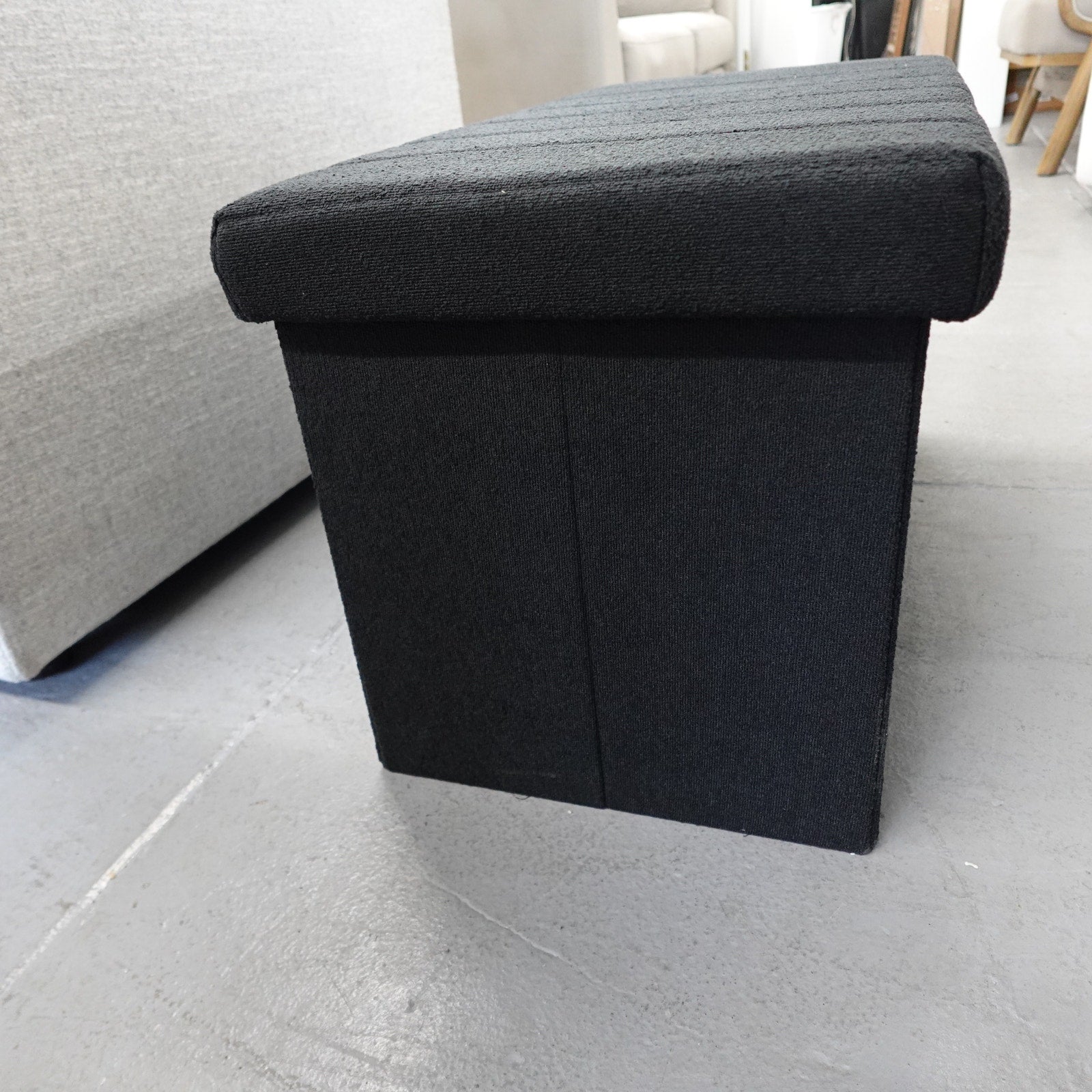 Seville Classics Boucle Foldable Trunk Ottoman - Black