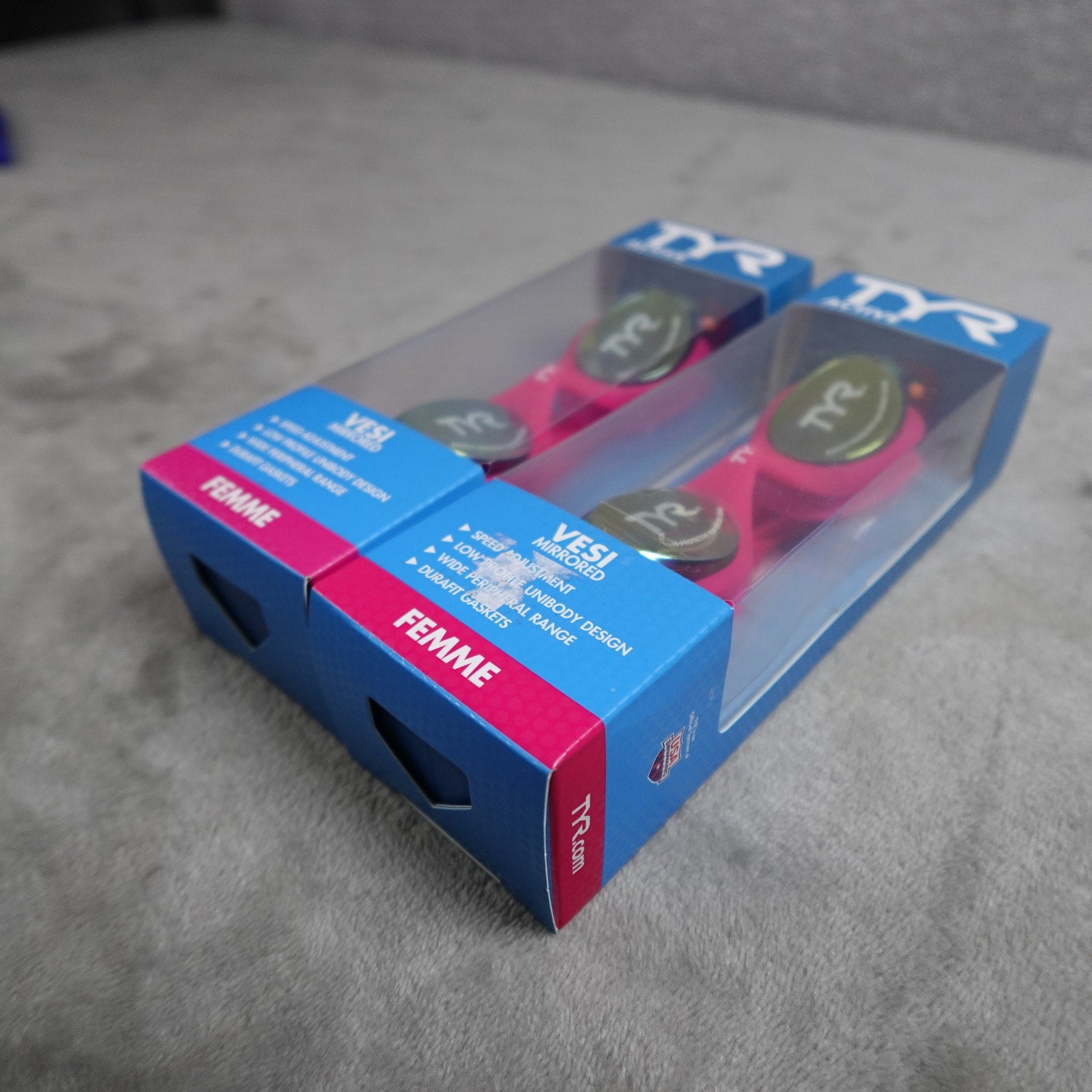 Lot of 2  TYR Vesi Femme Mirrored Adult Swim Goggles Gold/Pink New