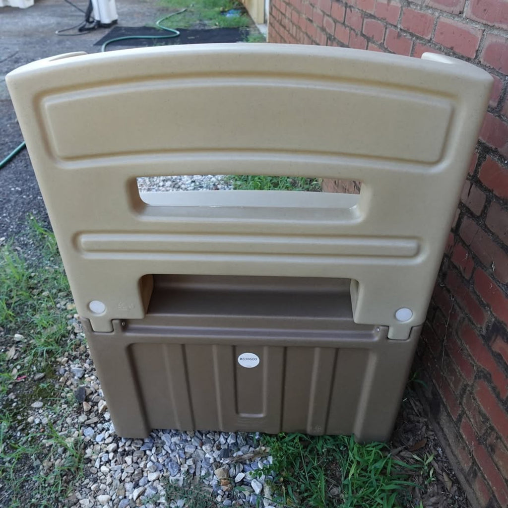 Step2 Lift & Hide Brown and Blue 38" Tall Plastic Toddler Bookcase and Kid Toy Box and Toy Storage