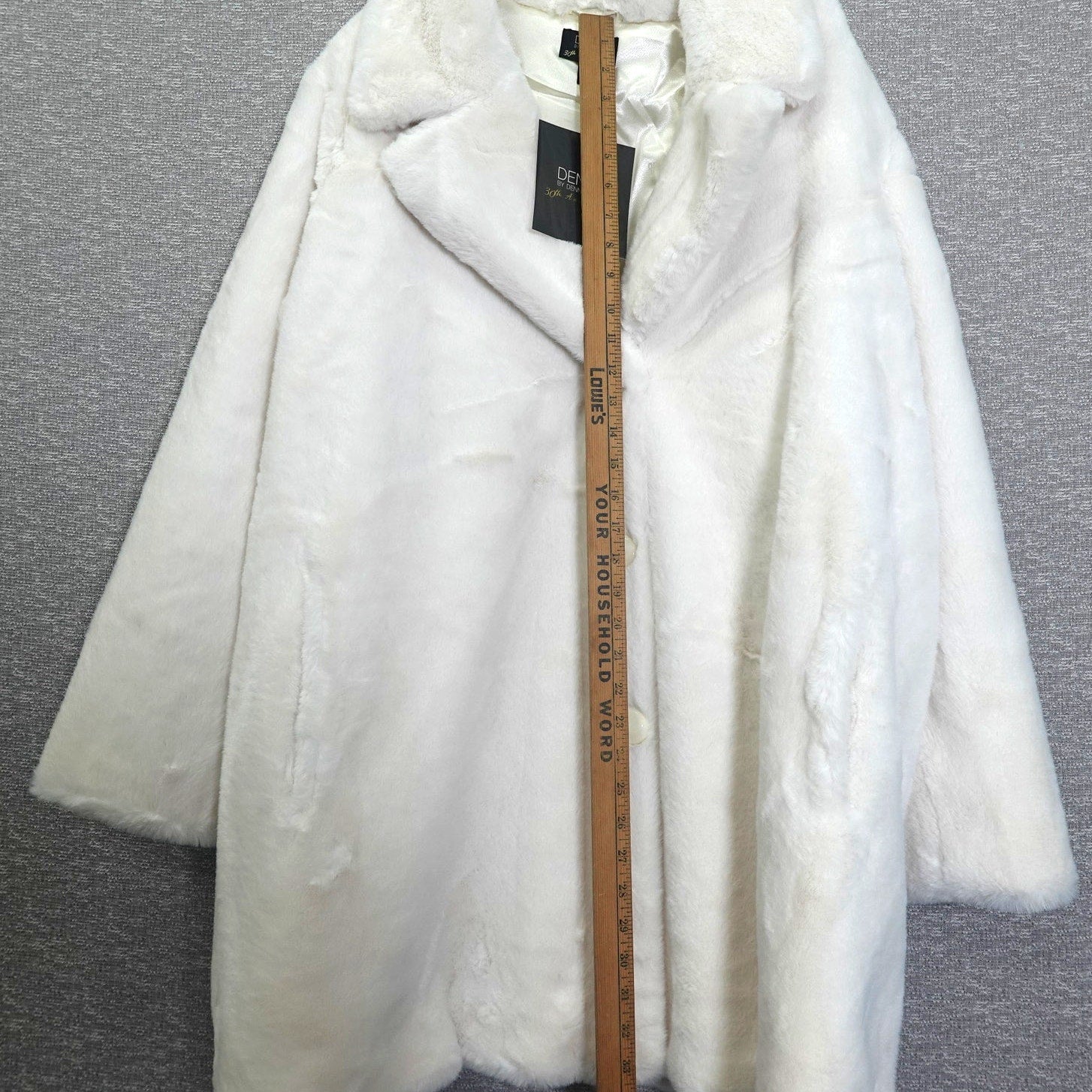 Dennis Basso White Faux Fur Coat Womens Jacket Notch Collar Crossover Lapel 2X