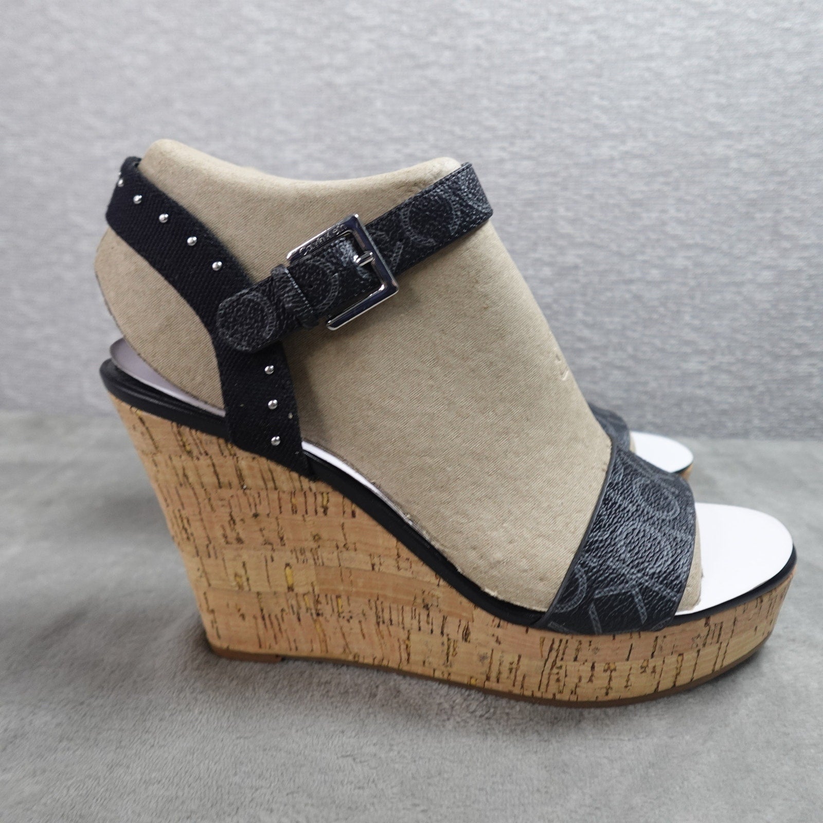 Calvin Klein Karmona Women's Wedge Sandals Black Logo Size 9M New