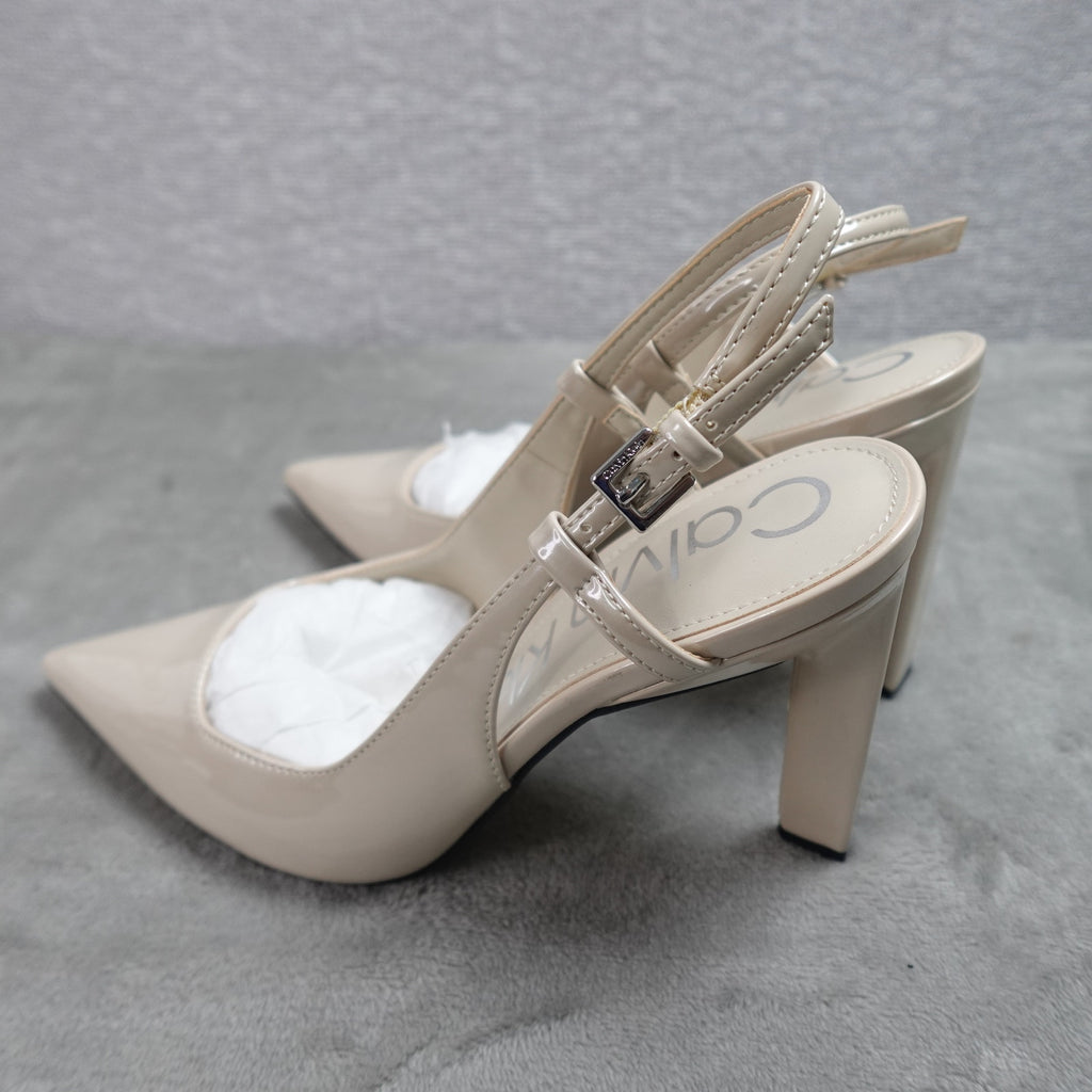 Calvin Klein Amaria Women's Pointed Toe Slingback Pumps Ivory Size 9.5M New