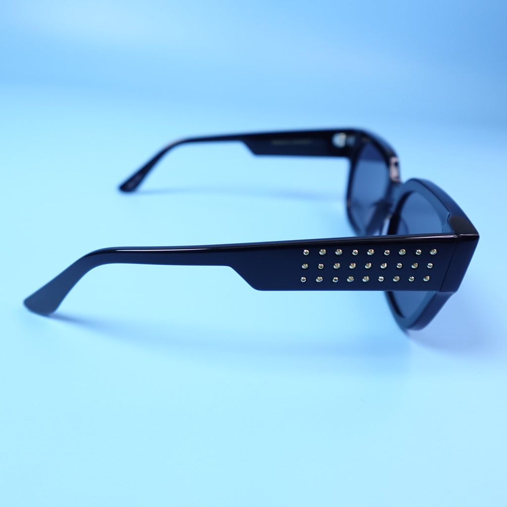 Rebecca Minkoff Black Mazey Studded Sunglasses 100% UV Protection