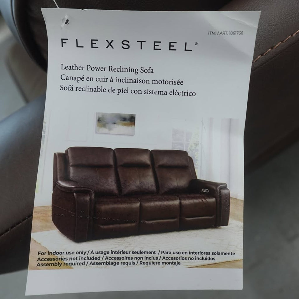 Flexsteel Griffin Italian Leather Power Reclining Sofa with Power Headrests
