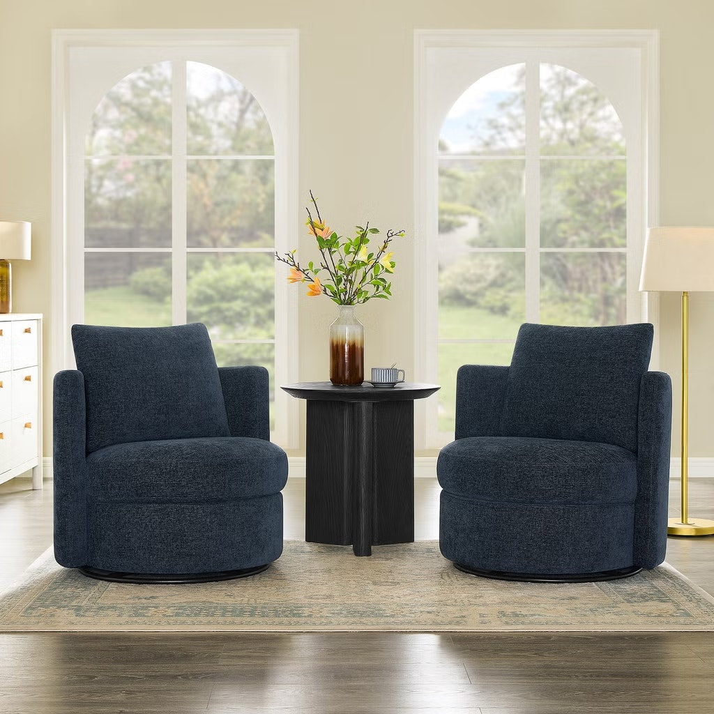 Thomasville Davos Swivel Chair- Dark Blue