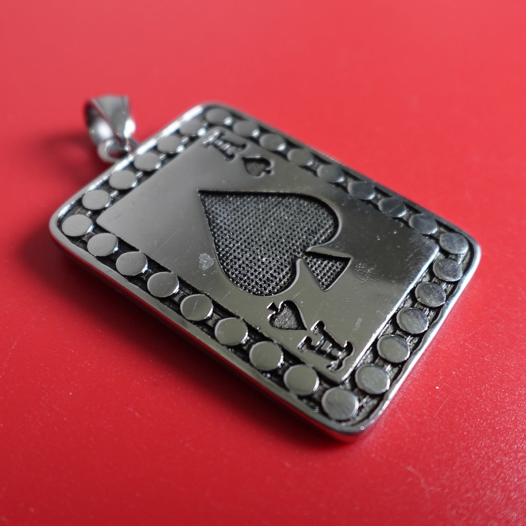 Two Tone Ace of Spades Stainless Steel Necklace Pendant SP-266