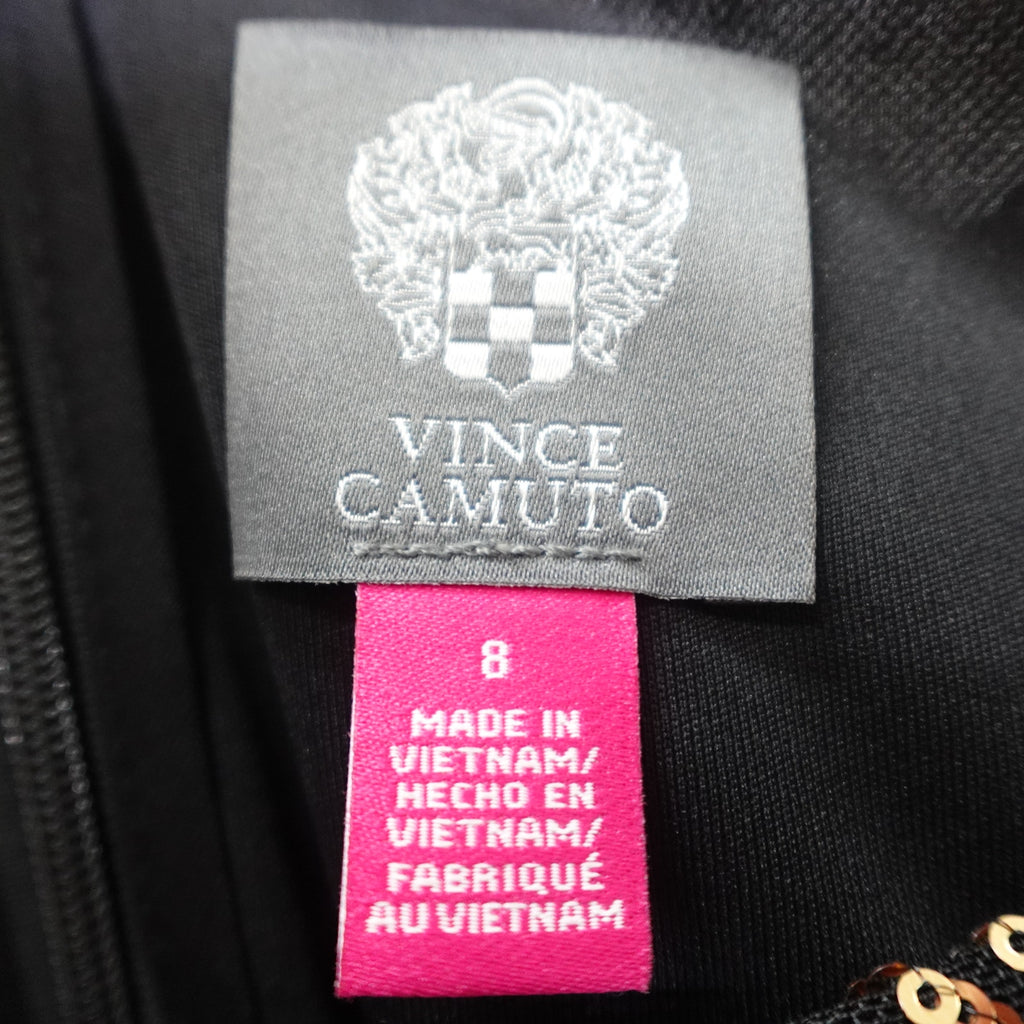 Vince Camuto Black Long Sleeve Mesh Dress with Sequin Stars Women's Size 8