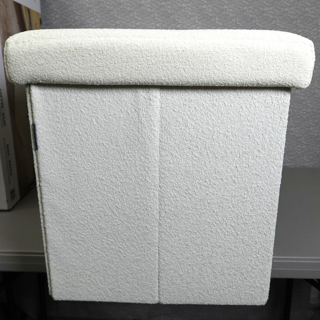 Seville Classics Boucle Foldable Trunk Ottoman - White
