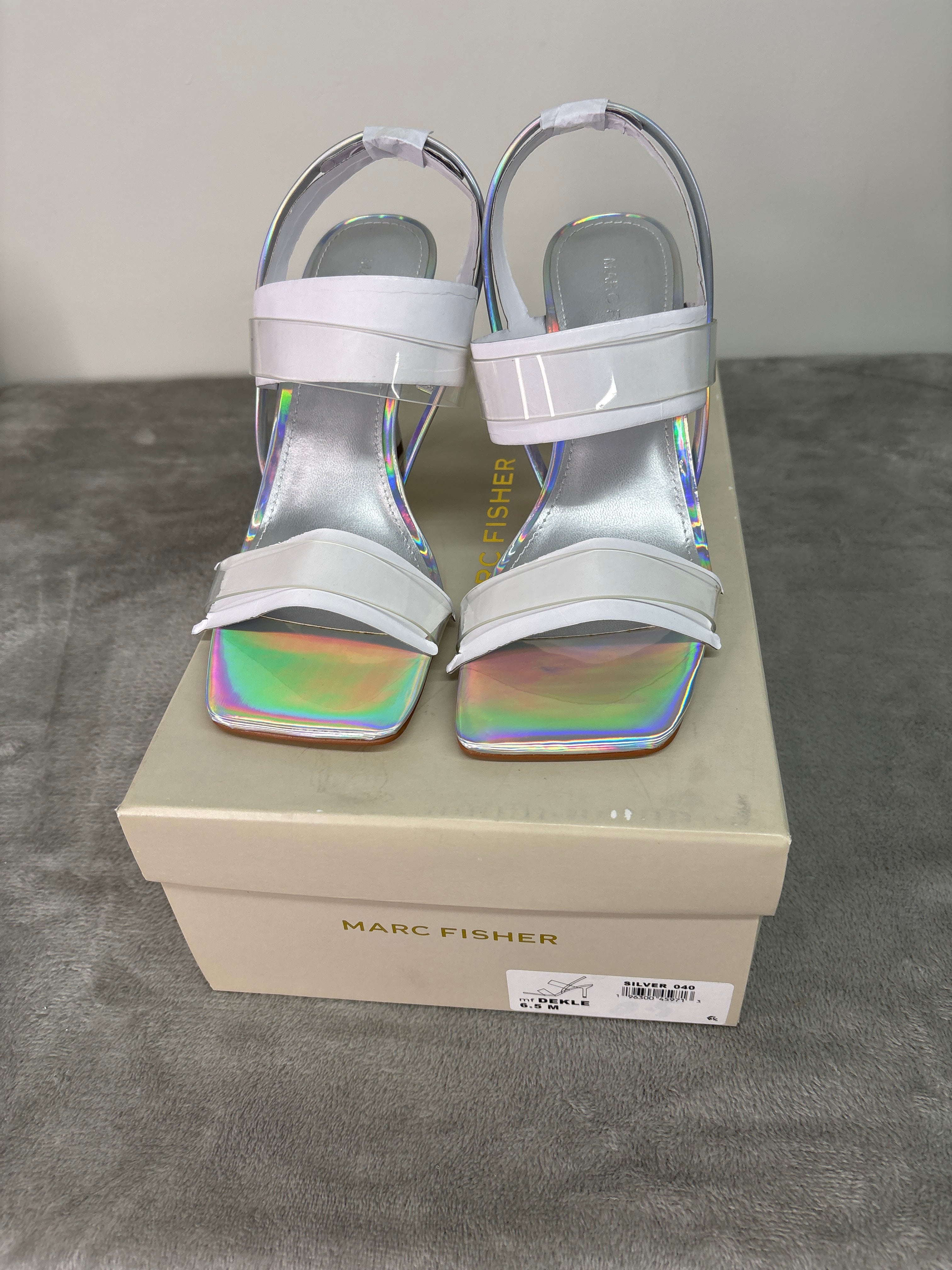 Marc fisher silver high-heeled sandals