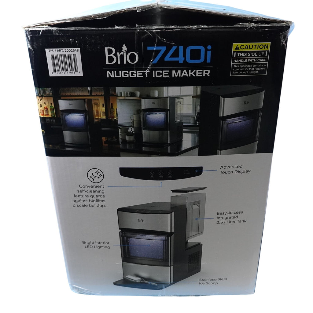 New Brio 740i Nugget Ice Maker 44lb Countertop Pebble Ice Machine Black