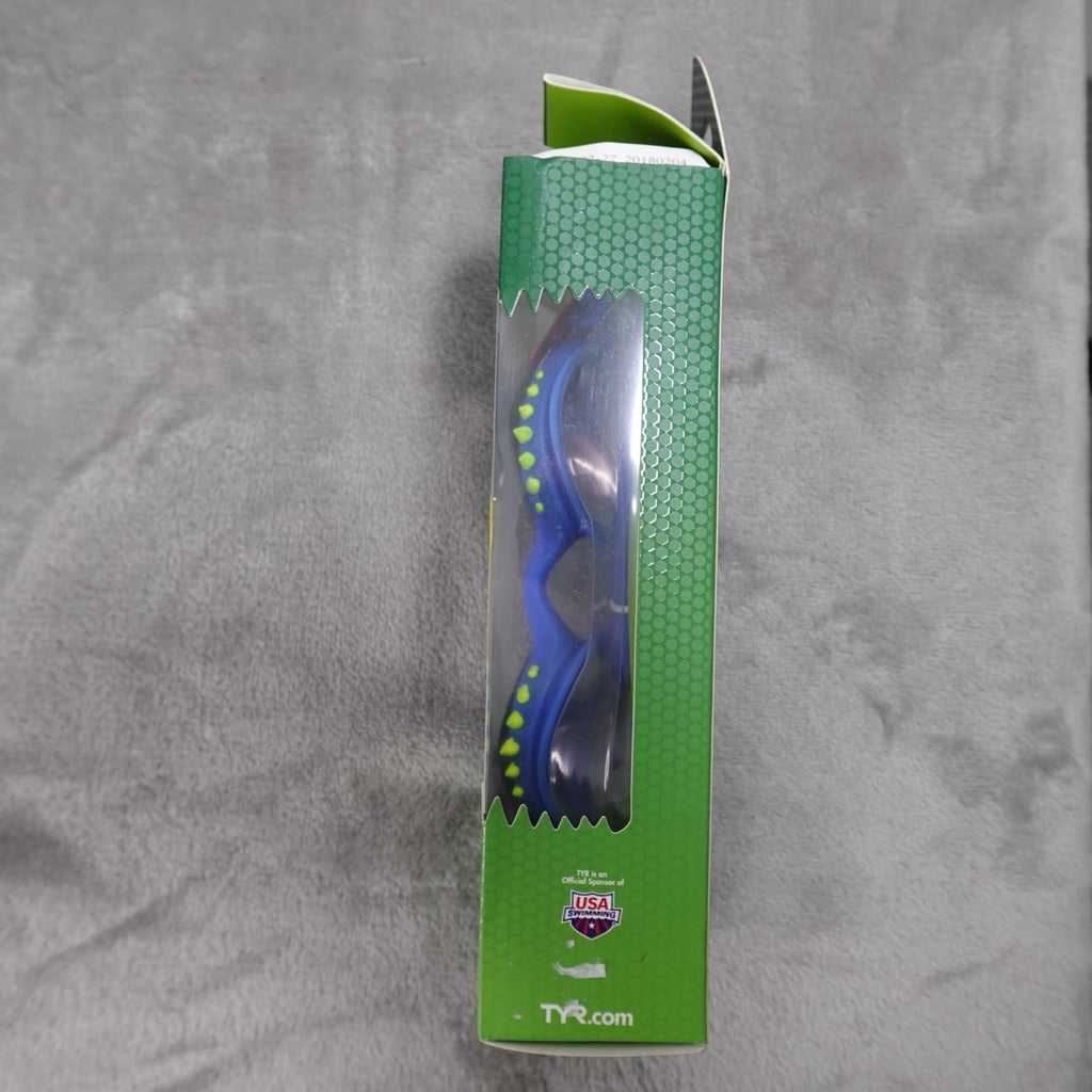 TYR Vesi Kids Spikes Smoke/Blue Swim Goggles Ages 3-10 New