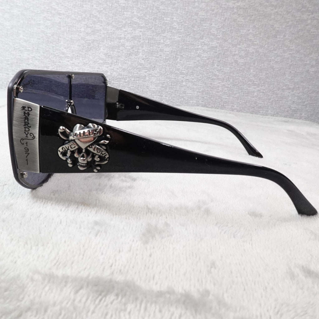 Ed Hardy Fatal Attraction Shield Sunglasses Skull Crossbones Y2K UV400 NEW