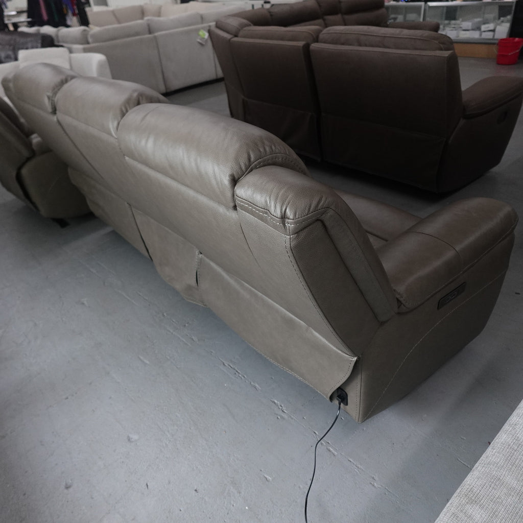 Mason Leather Power Reclining Sofa with Power Headrests - Taupe