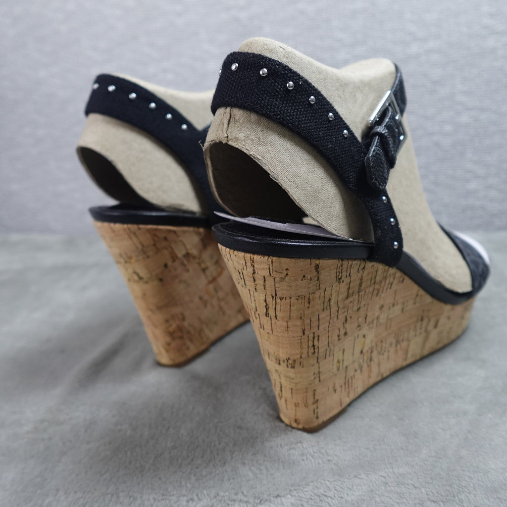 Calvin Klein Karmona Women's Wedge Sandals Black Logo Size 9M New