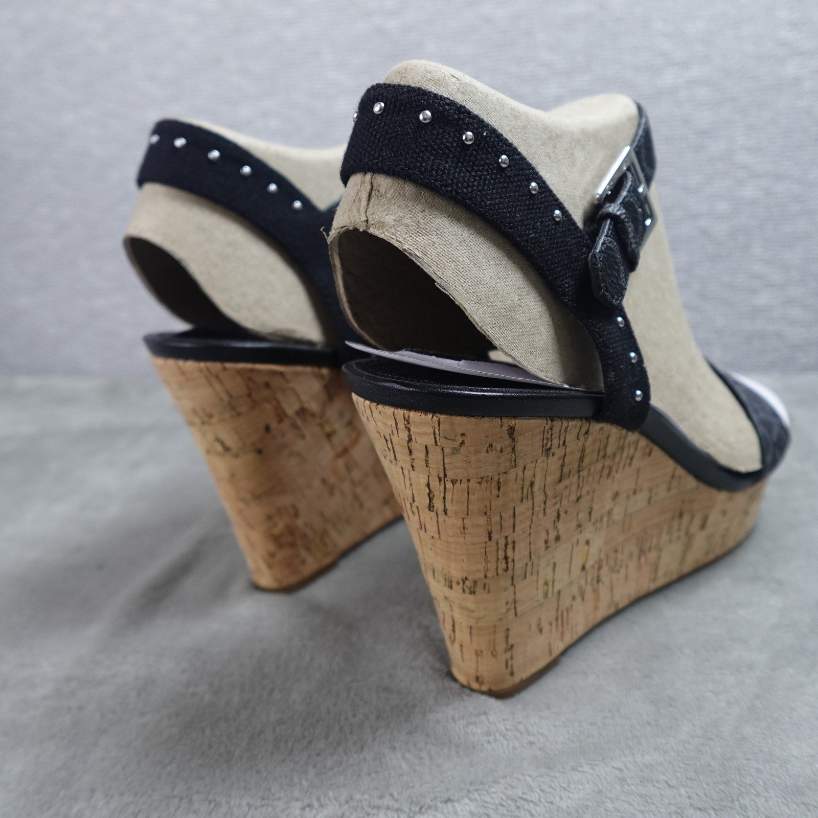 Calvin Klein Karmona Women's Wedge Sandals Black Logo Size 9M New
