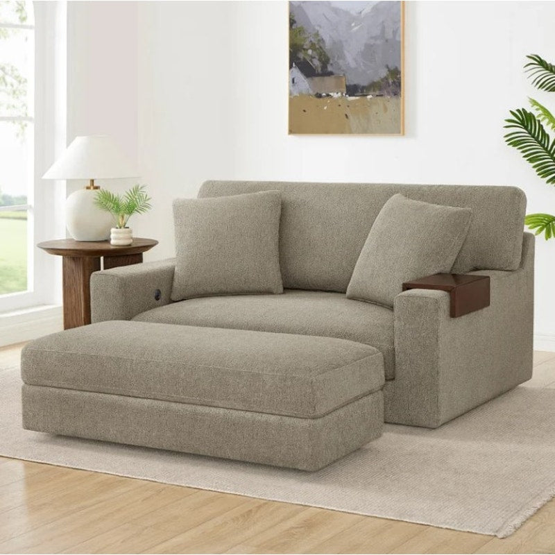 Thomasville Gilroy Fabric Oversized Storage Chair and Ottoman Lounge Chair Set