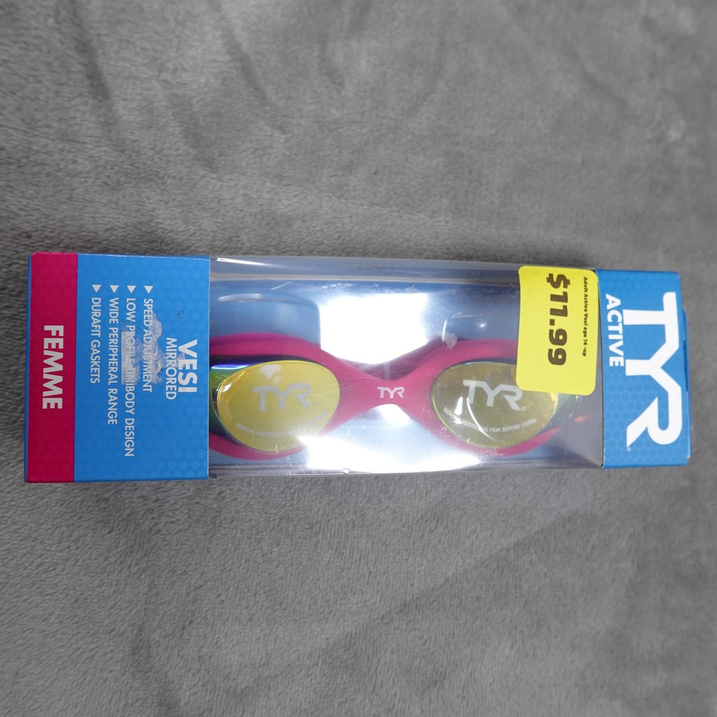 TYR Vesi Femme Mirrored Adult Swim Goggles Gold/Pink New