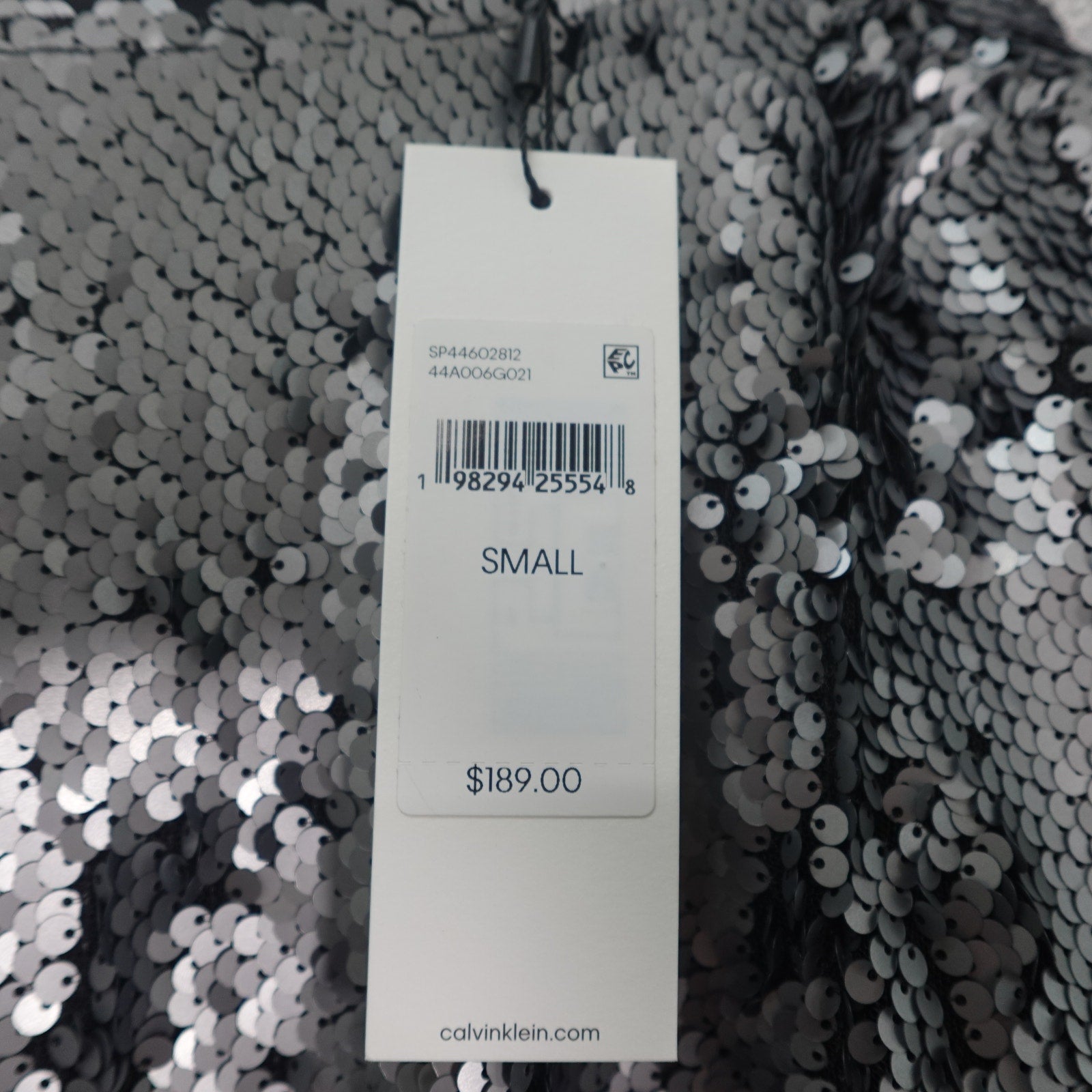 Calvin Klein Sequin Midi Dress Silver- Small