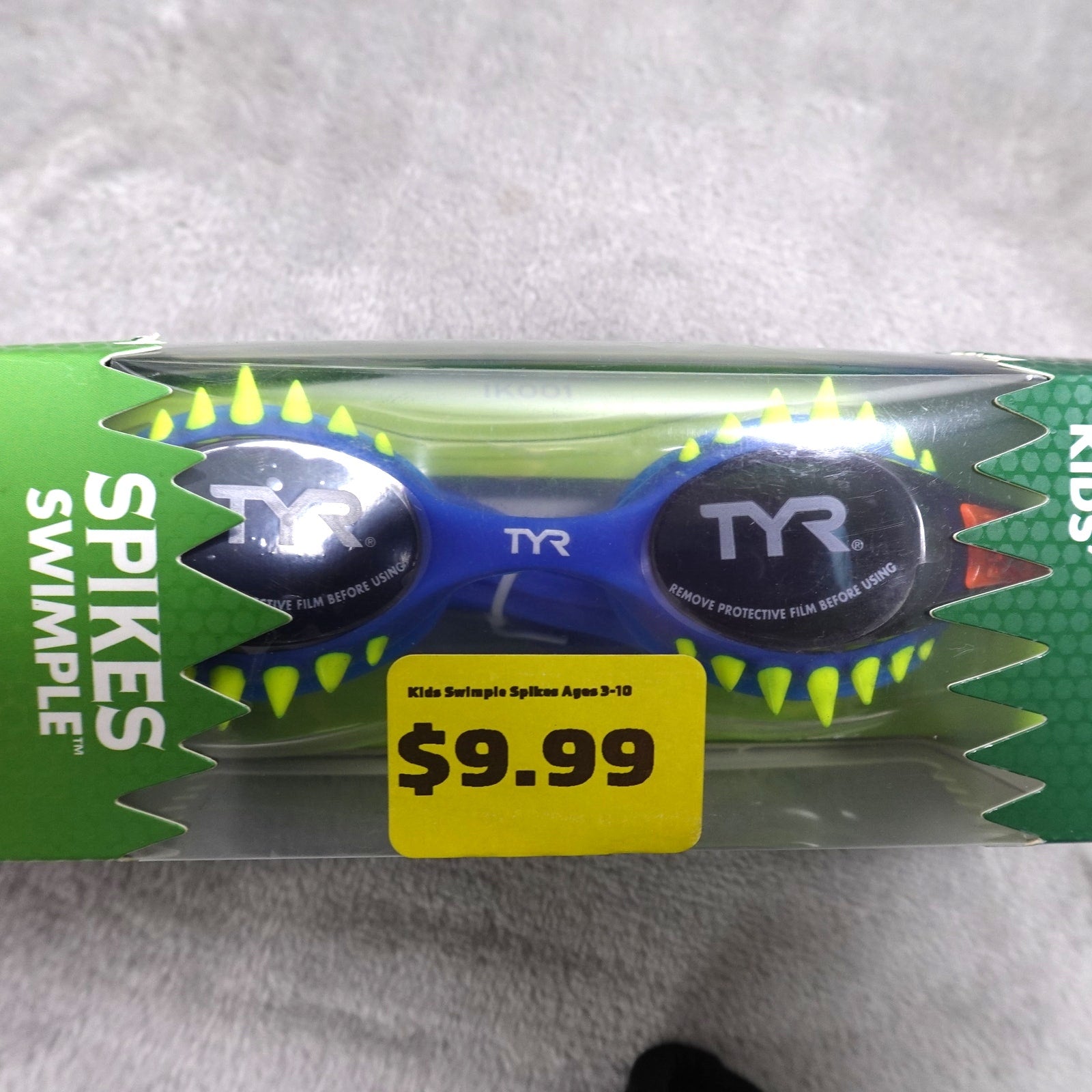 TYR Vesi Kids Spikes Smoke/Blue Swim Goggles Ages 3-10 New