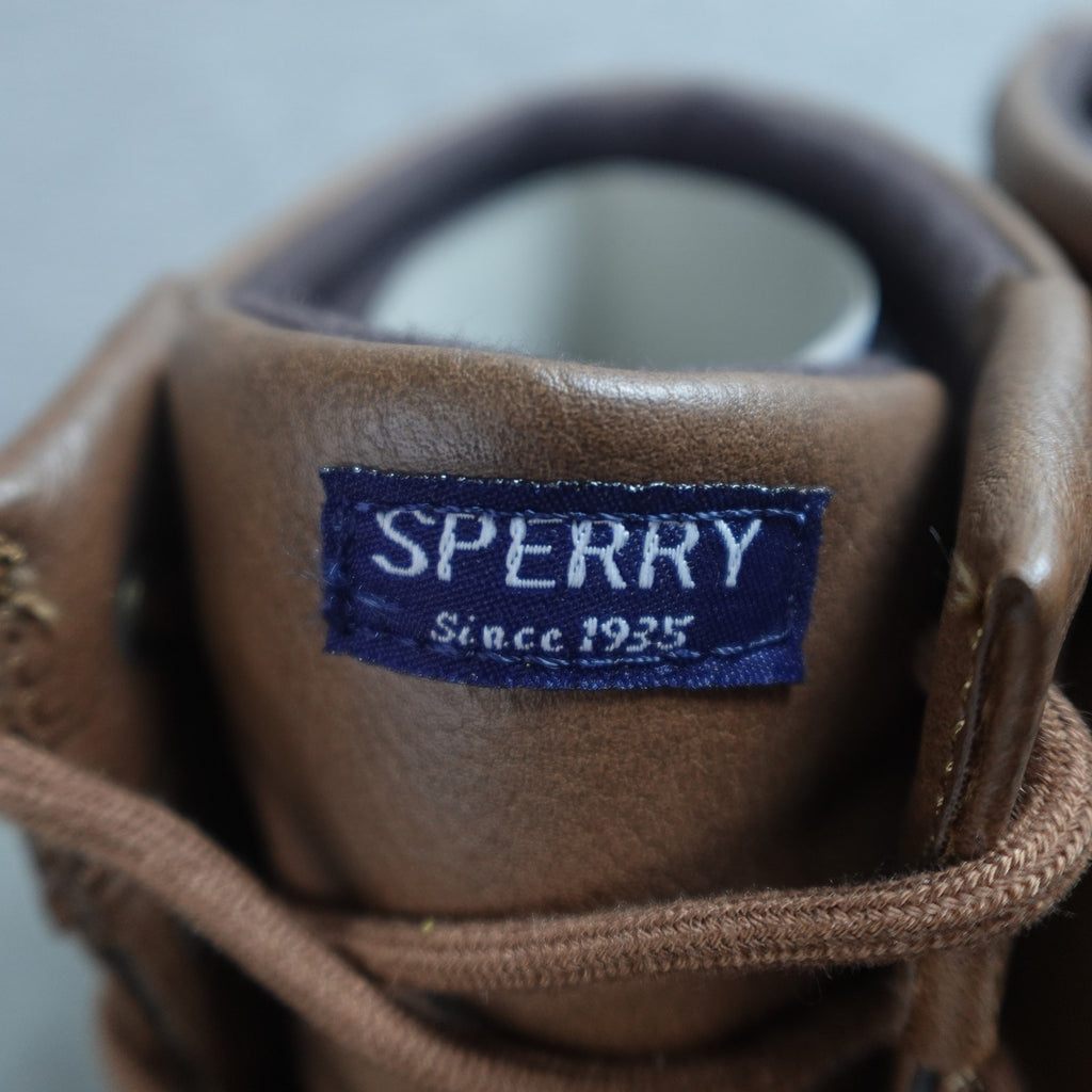 Sperry Port Duck Boot Boys Size 4M Tan Navy SCK263661 Waterproof Kids