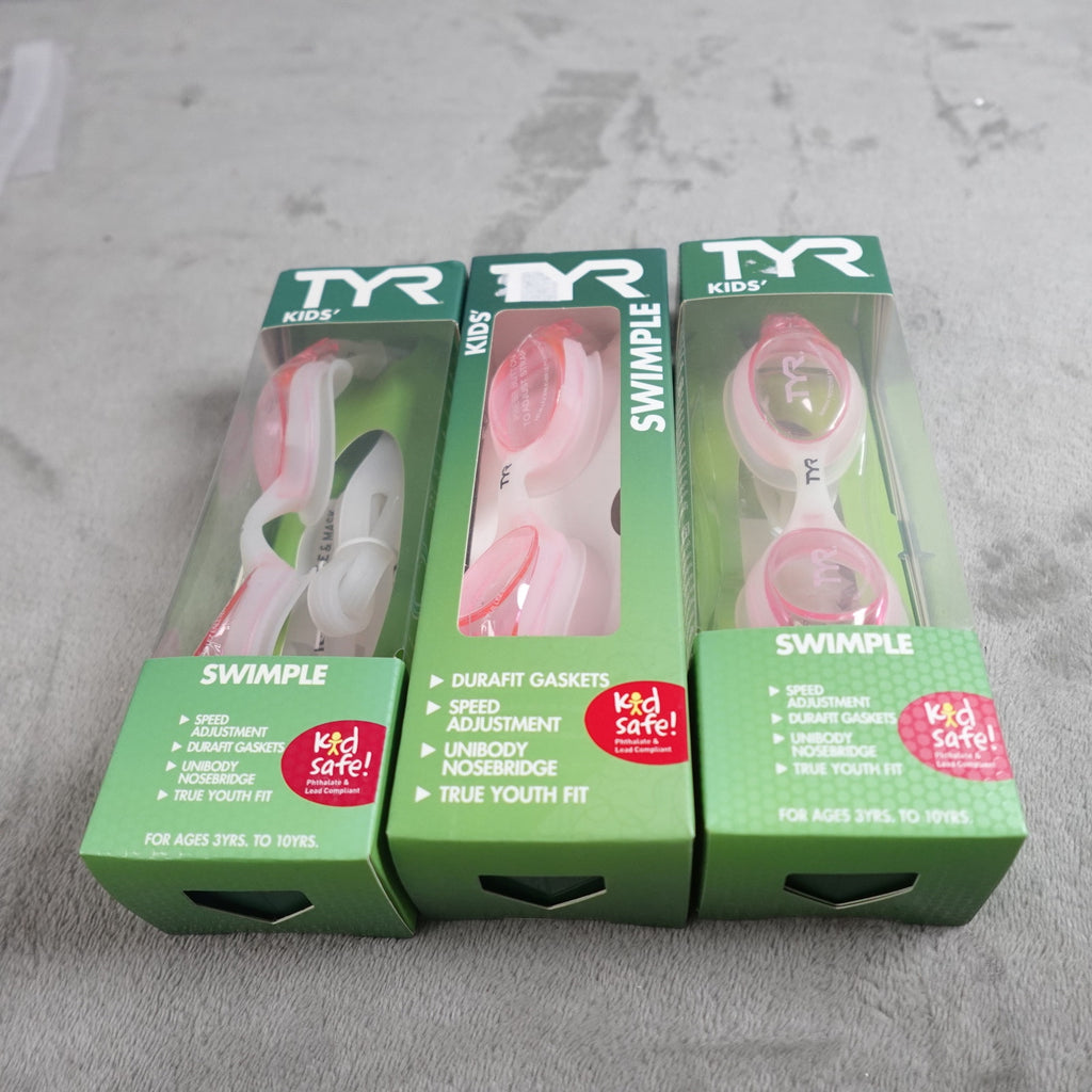 Lot of 3 TYR Swimple Kids Swim Goggles Rose Pink Youth Swimming New