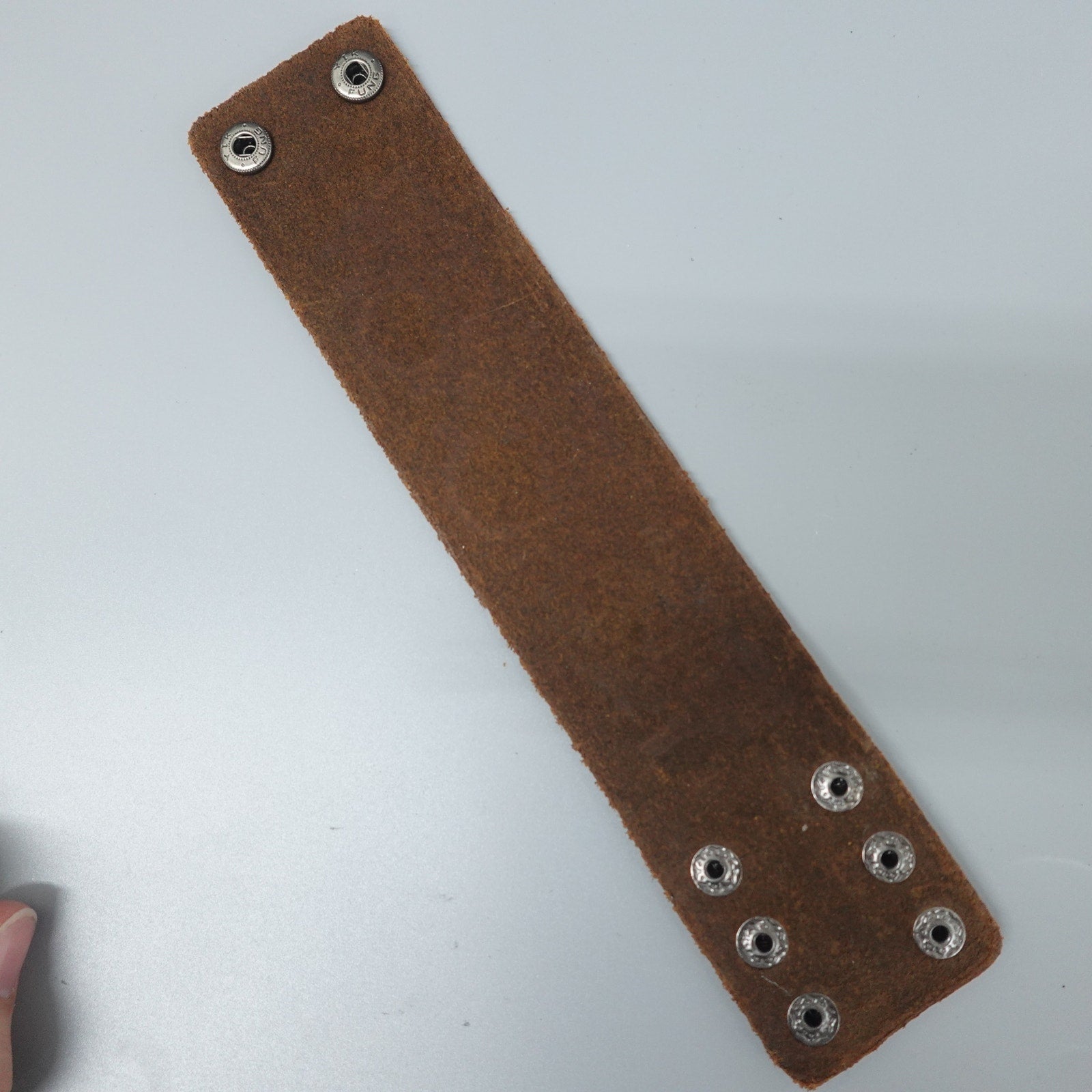 Brown Leather Bracelet w/ Flame & Skulls Embossed SL-24