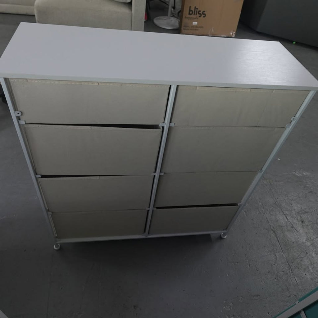 8-Drawer Organizer Cream/White Wood Top Steel Frame