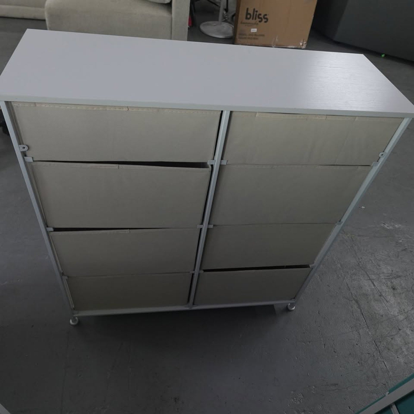 8-Drawer Organizer Cream/White Wood Top Steel Frame