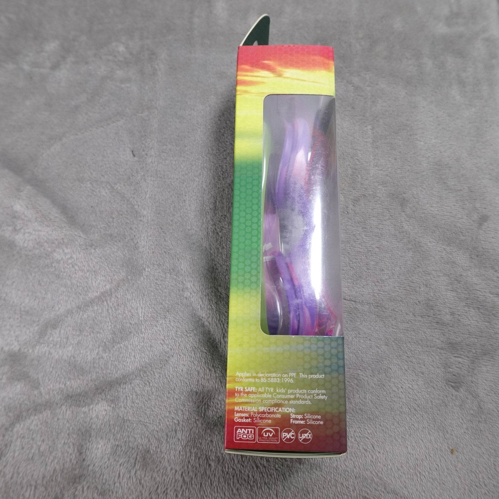 TYR Vesi Kids Tie Dye Purple/Pink Swim Goggles Ages 3-10 New