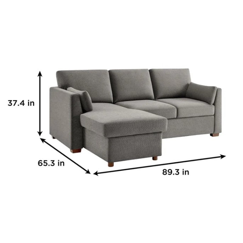 Coddle Luke Sleeper Sofa Reversible Chaise Storage USB Power Gray Fabric