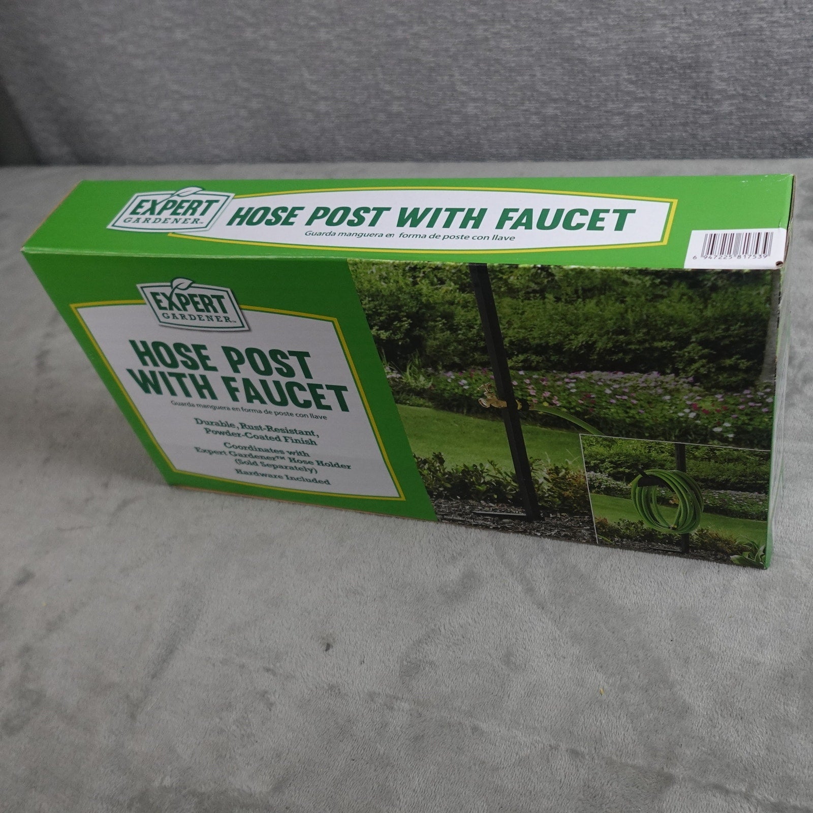 Expert Gardener Matte Black Metal Hose Post With Faucet for Watering & Garden NEW