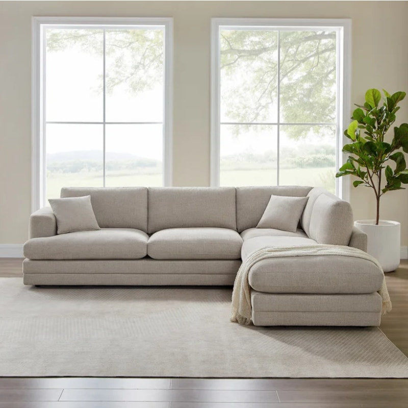 Aiden & Ivy Derry Sectional Sofa Beige Fabric L-Shaped Couch New