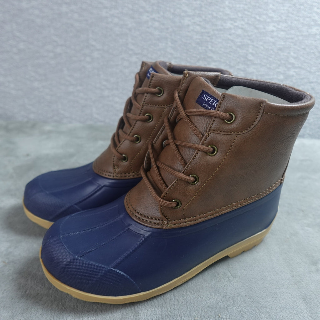 Sperry Port Duck Boot Boys Size 13M Tan Navy SCK263661 Waterproof Kids